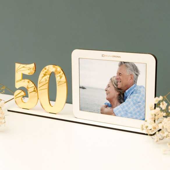 Entender ataque Acerca de la configuración Portafotos original - portafotos madera personalizados aniversario con  número - Bodas de Oro 50 años