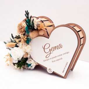 Corazón madera flores preservadas regalos bonitos y originales