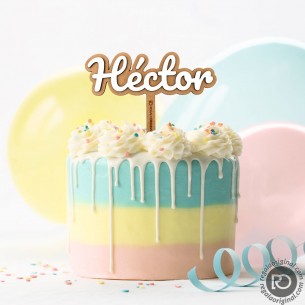 Cake topper nombre madera...
